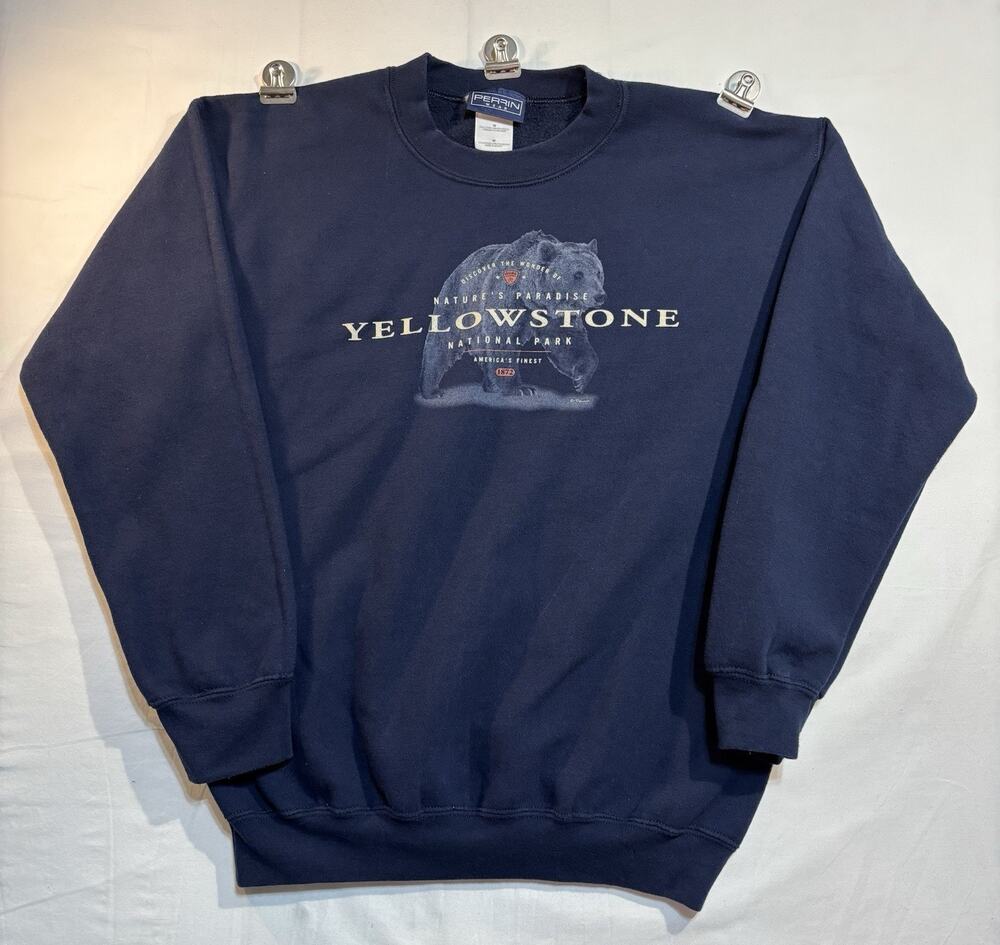 Perrin Wear Yellowstone National Park Bear Graphic Sweatshirt Navy Men’s M